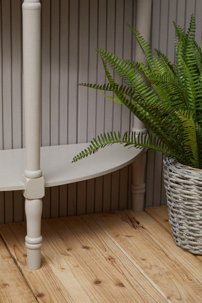 Heritage Grey Putty Wooden Half Moon Console Table