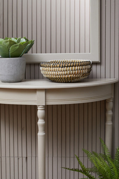Heritage Grey Putty Wooden Half Moon Console Table