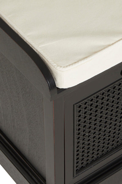 Heritage Black Three Drawer Storage Bench with Cushion