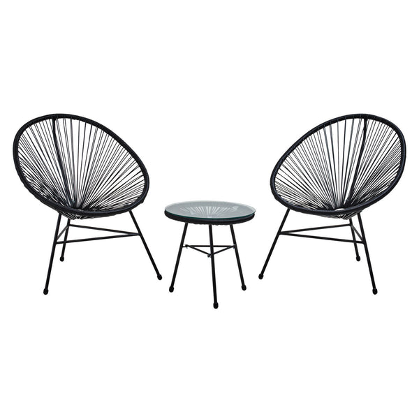 Black Rattan 3 Piece Patio Set | Miami