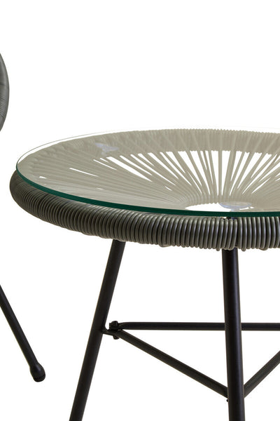 Miami Grey Rattan 3 Piece Patio Set with Glass Top Table