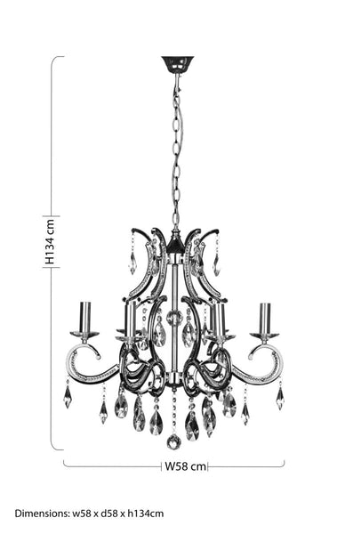6 Arm Crystal Chandelier | Cassandra