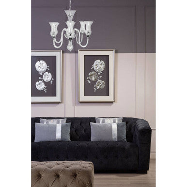 Abelia Glass And Chrome 6 Arm Chandelier