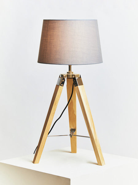 Tripod Table Lamp with Light Wood Base | Hadson