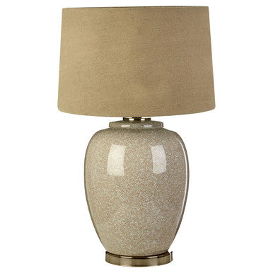 Anora Natural Ceramic Table Lamp with Stone Linen Shade
