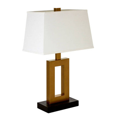 White Fabric Shade with Gold Finish Frame Table Lamp | Leora