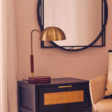 Antique Brass Finish Task Lamp with Wood Base | Sydnee