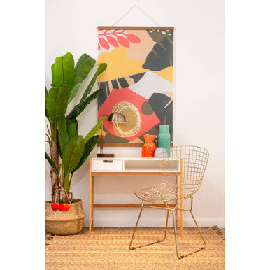 Antique Brass Finish Task Lamp with Wood Base | Sydnee