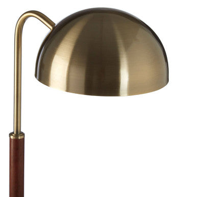 Antique Brass Finish Task Lamp with Wood Base | Sydnee