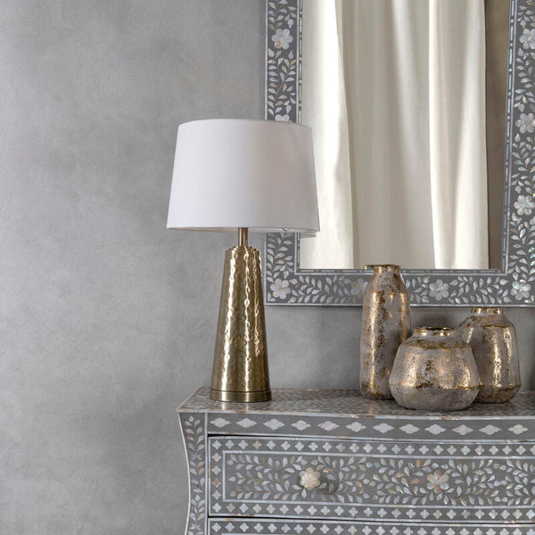 Antique Brass Finish Table Lamp with Cream Shade | Spiridon