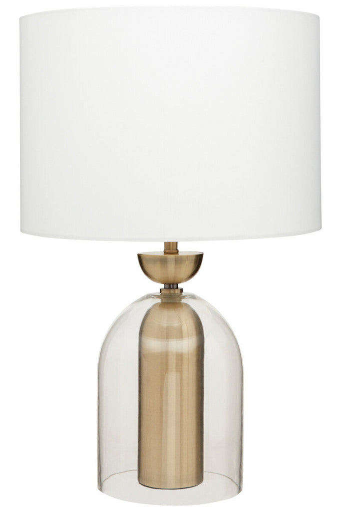 Clear Glass and Antique Brass Finish Metal Table Lamp | Sellis