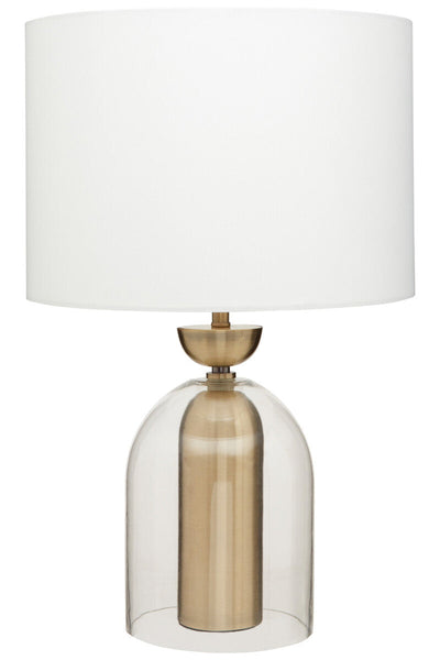 Clear Glass and Antique Brass Finish Metal Table Lamp | Sellis