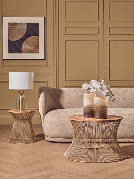Clear Glass and Antique Brass Finish Metal Table Lamp | Sellis