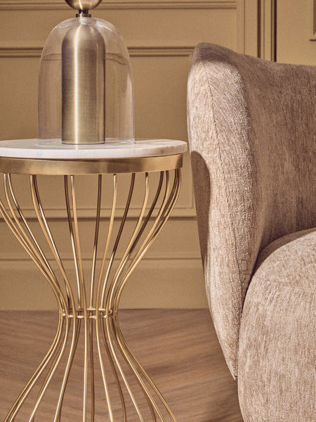 Clear Glass and Antique Brass Finish Metal Table Lamp | Sellis