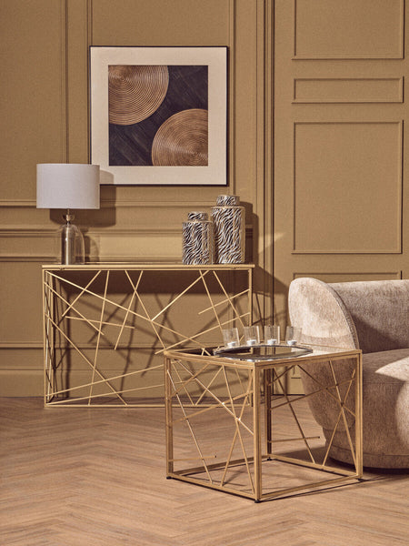 Clear Glass and Antique Brass Finish Metal Table Lamp | Sellis