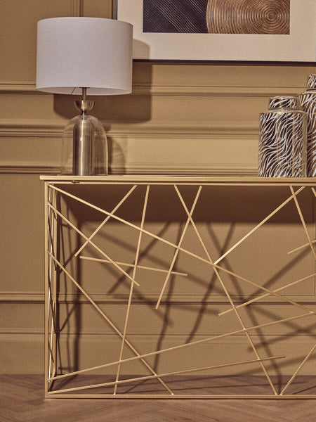 Clear Glass and Antique Brass Finish Metal Table Lamp | Sellis