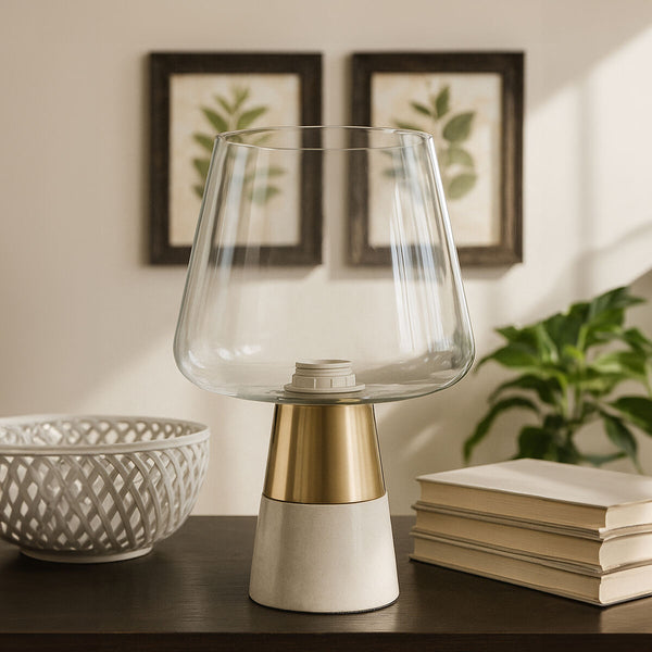 Table Lamp with Marble Base and Glass Shade | Sebah