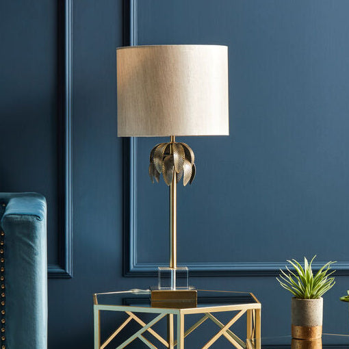 Antique Brass Palm Tree Design Table Lamp | Herta
