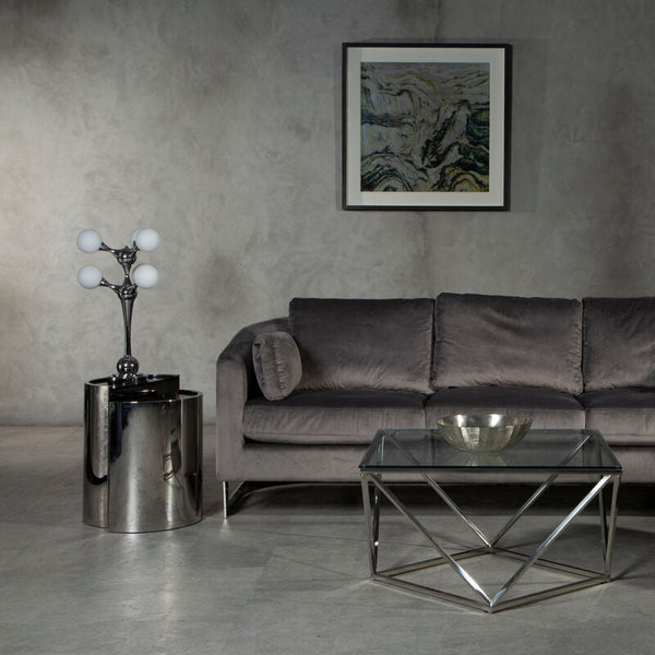 Chrome 6 Light Table Lamp with Glass Shades | Heba