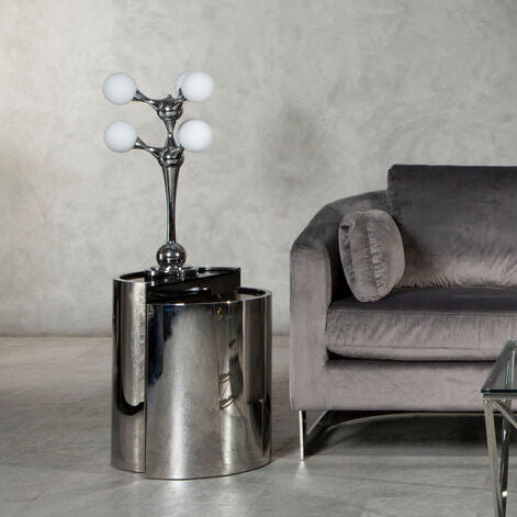 Chrome 6 Light Table Lamp with Glass Shades | Heba
