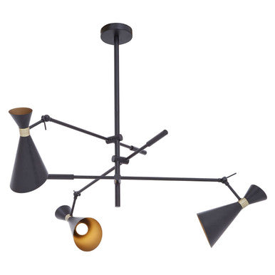 Linox 3 Shade Black And Gold Pendant