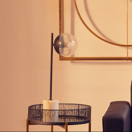 Black Finish Metal Table Lamp with Marble Base | Revive
