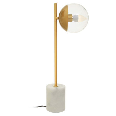Gold Finish Metal Table Lamp with White Marble Base | Revive