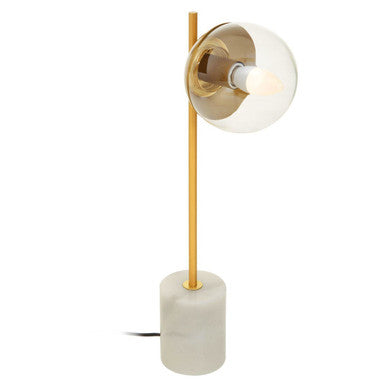 Gold Finish Metal Table Lamp with White Marble Base | Revive