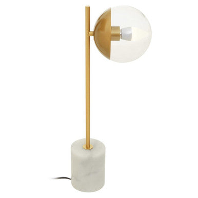Gold Finish Metal Table Lamp with White Marble Base | Revive