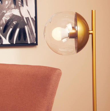 Gold Finish Metal Table Lamp with White Marble Base | Revive