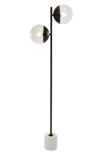 Two Light Black Floor Lamp with Marble Base | Revive