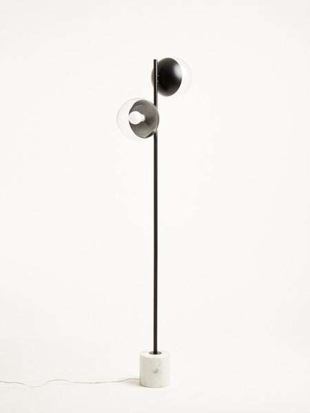 Two Light Black Floor Lamp with Marble Base | Revive