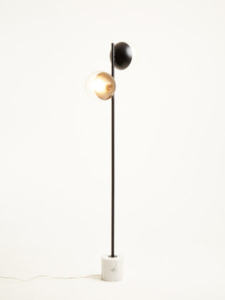 Two Light Black Floor Lamp with Marble Base | Revive