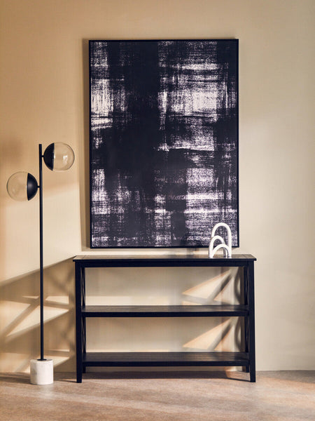 Two Light Black Floor Lamp with Marble Base | Revive