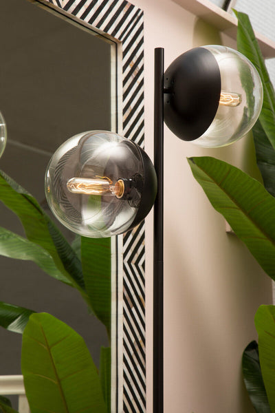 Two Light Black Floor Lamp with Marble Base | Revive