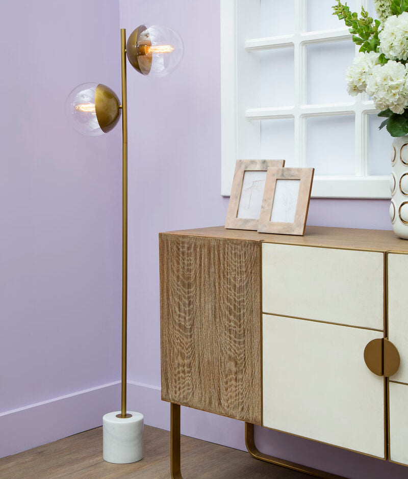 Two Light Gold Finish Floor Lamp | Revive