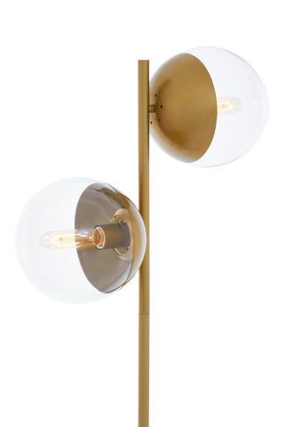 Two Light Gold Finish Floor Lamp | Revive