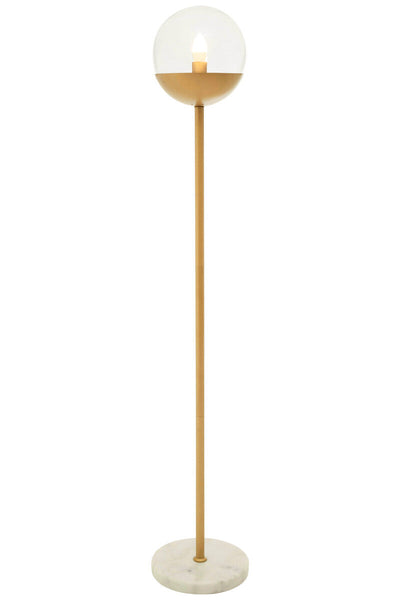 Gold Finish Metal Floor Lamp with White Marble Base | Revive
