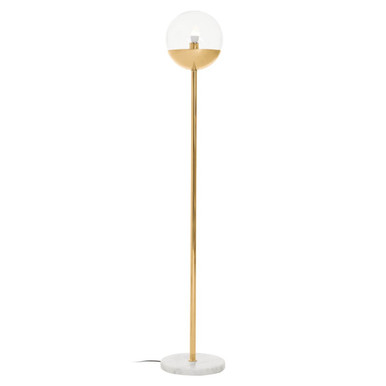 Gold Finish Metal Floor Lamp with White Marble Base | Revive