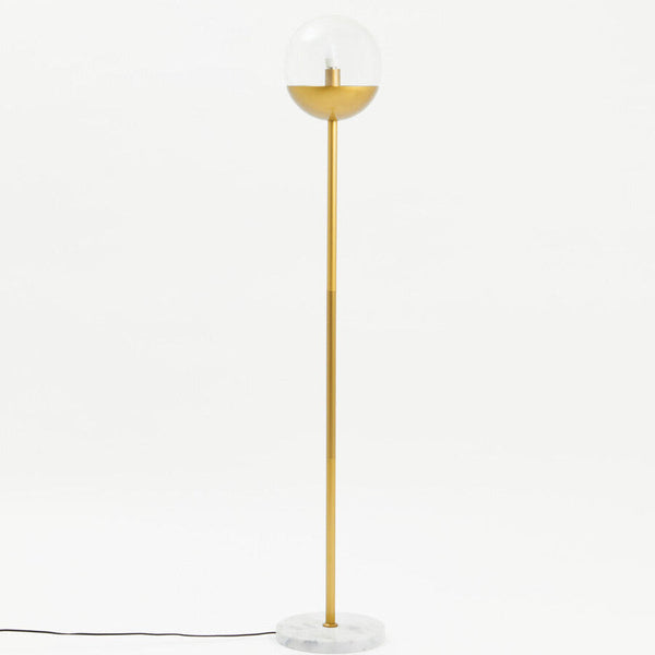 Gold Finish Metal Floor Lamp with White Marble Base | Revive