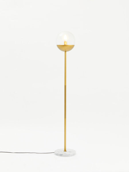 Gold Finish Metal Floor Lamp with White Marble Base | Revive