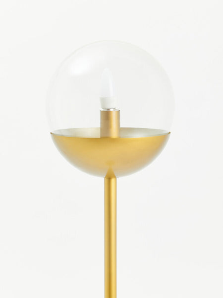 Gold Finish Metal Floor Lamp with White Marble Base | Revive