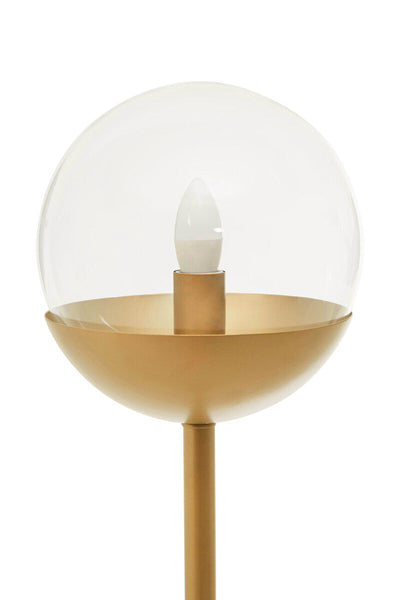 Gold Finish Metal Floor Lamp with White Marble Base | Revive