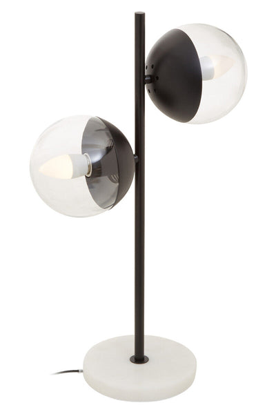 Two Light Black Metal and Marble Table Lamp | Revive