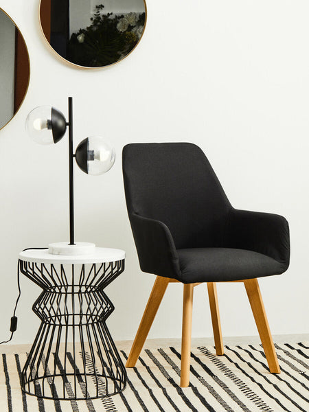 Two Light Black Metal and Marble Table Lamp | Revive