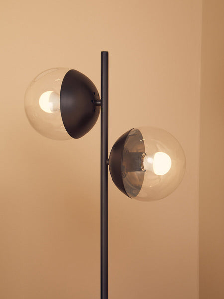 Two Light Black Metal and Marble Table Lamp | Revive