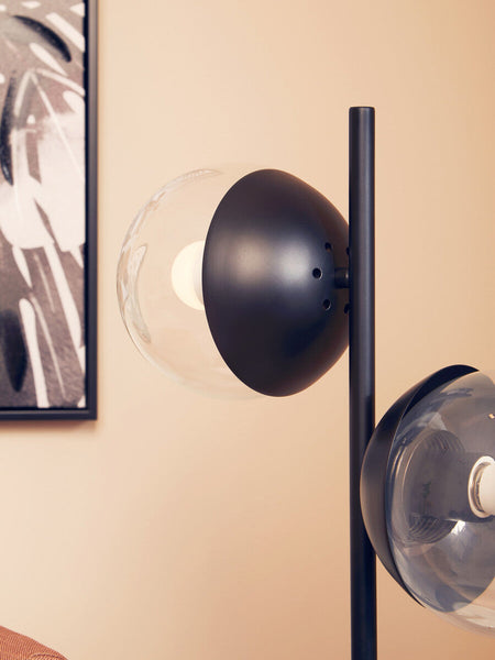 Two Light Black Metal and Marble Table Lamp | Revive