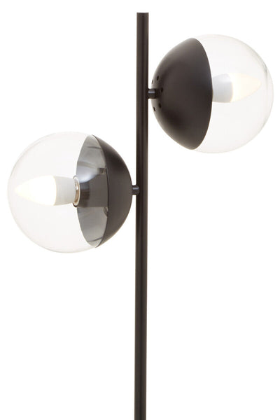 Two Light Black Metal and Marble Table Lamp | Revive