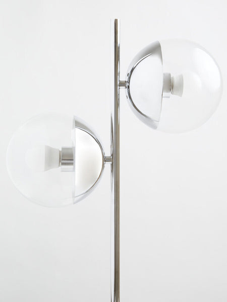 Two Light Chrome and White Marble Table Lamp | Revive