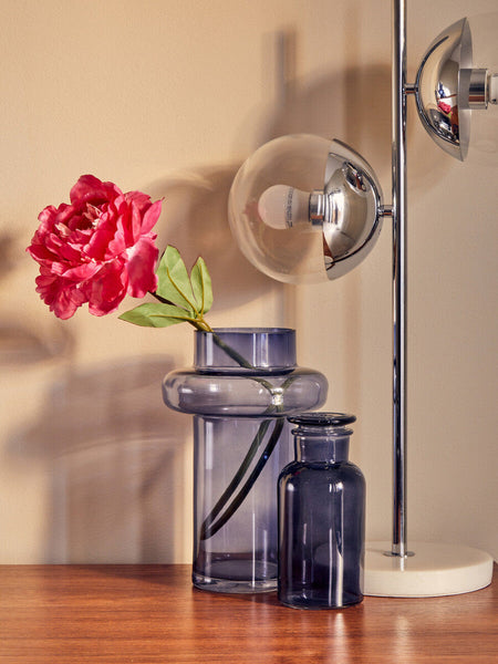 Two Light Chrome and White Marble Table Lamp | Revive